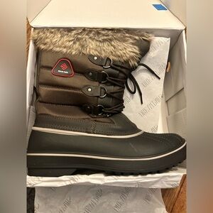 Women's Brown and Black Snow Boots
